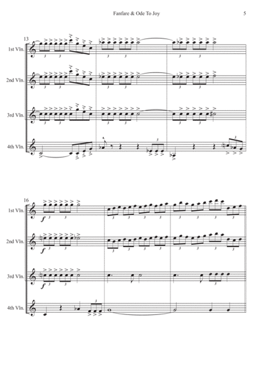 Fanfare and Ode To Joy for Violin Quartet image number null