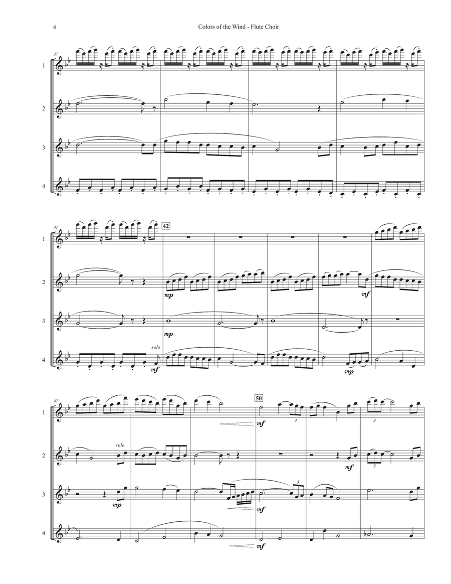 Colors Of The Wind Flute Quartet scores gallery preview page 4
