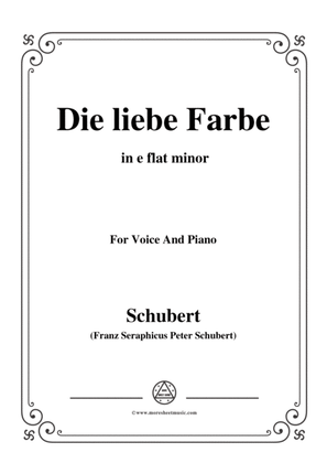Book cover for Schubert-Die liebe Farbe,from 'Die Schöne Müllerin',Op.25 No.16,in e flat minor,for Voice&Piano