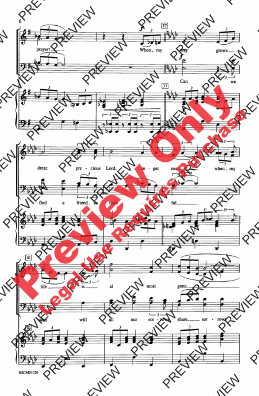 Precious Lord, What a Friend 4-Part scores gallery preview page 6