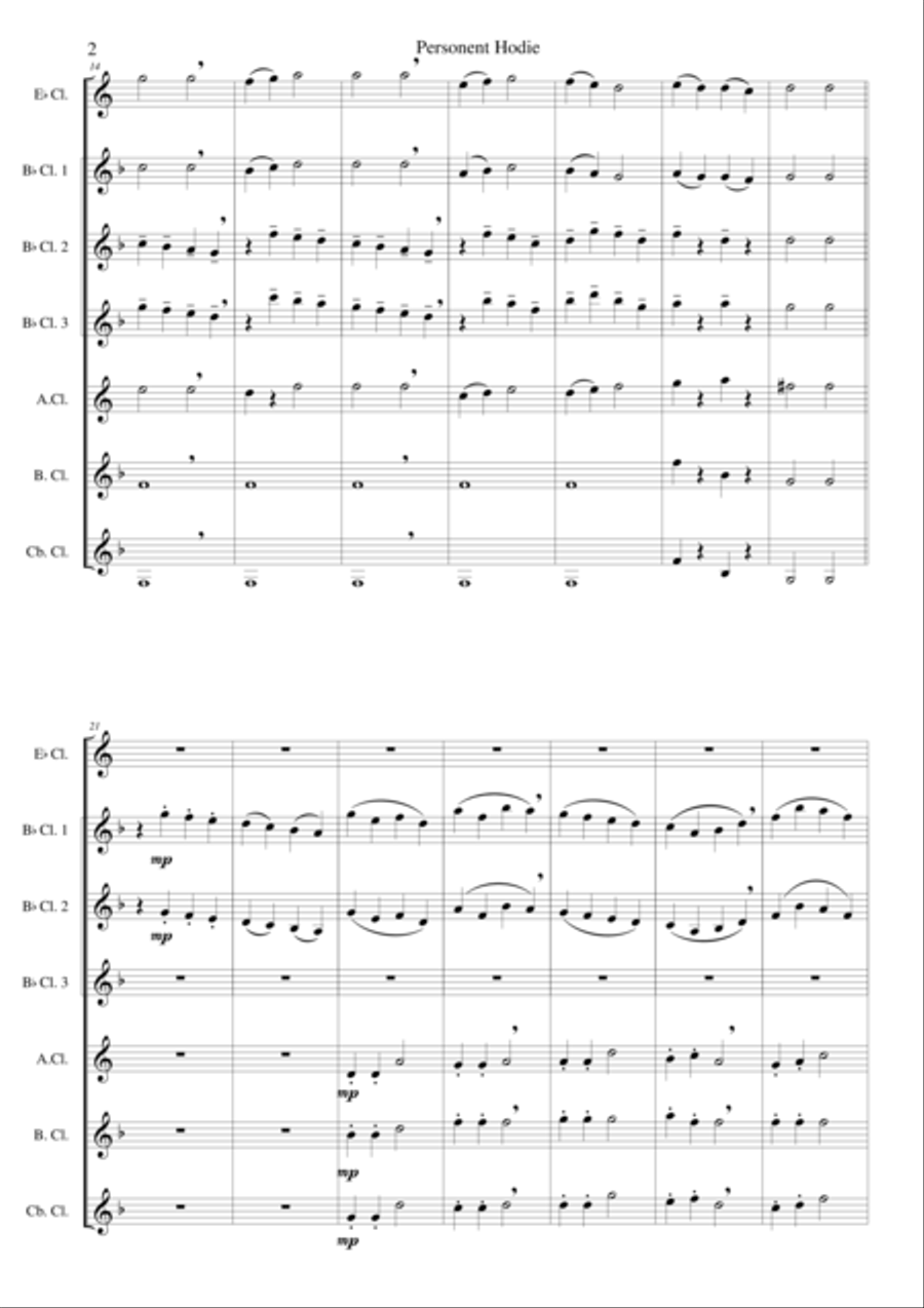 Personent hodie for clarinet choir Chamber Orchestra scores gallery preview page 2