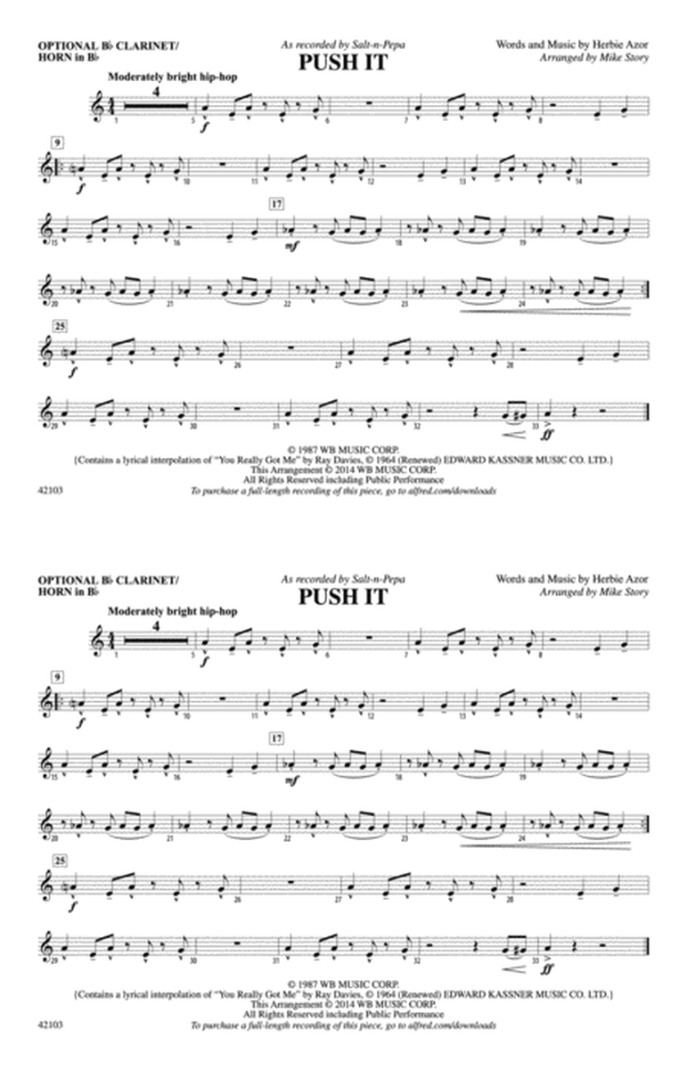 Push It: Optional Bb Clarinet/Horn in Bb