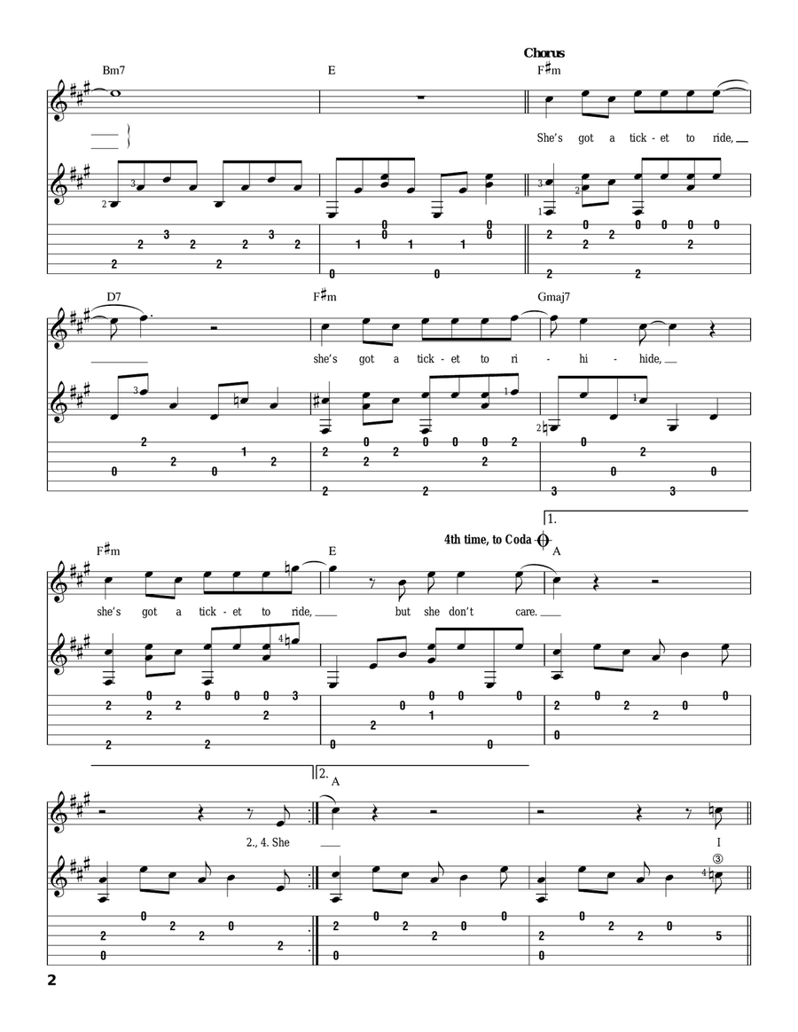 Ticket To Ride Ticket To Ride Acoustic Guitar scores gallery preview page 2