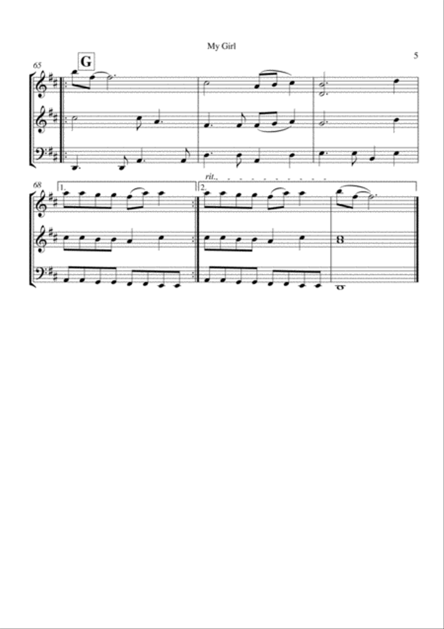 My Girl String Trio scores gallery preview page 6