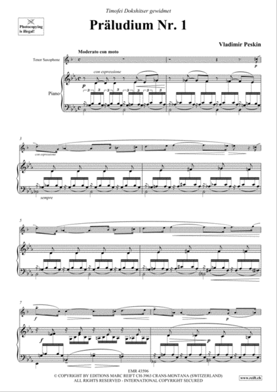 Praludium No. 1 Tenor Saxophone scores gallery preview page 3