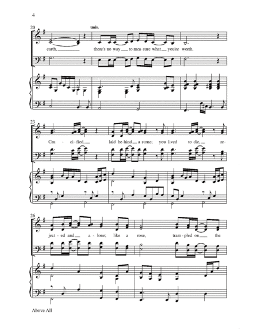 Above All with When I Survey the Wondrous Cross 4-Part scores gallery preview page 4