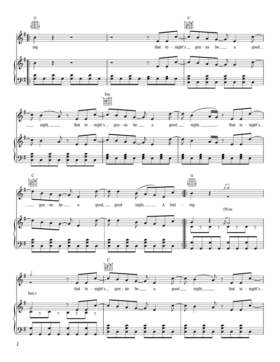 I Gotta Feeling Piano, Vocal, Guitar scores gallery preview page 2