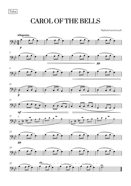 Carol of the Bells (Very Easy/Beginner) (for Tuba) image number null