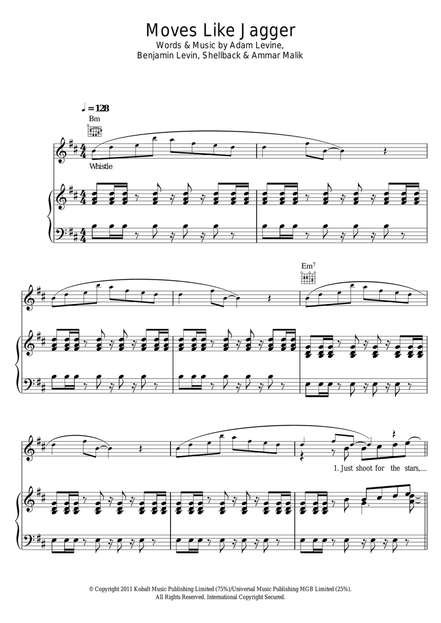 Moves Like Jagger (featuring Christina Aguilera) Acoustic Guitar scores gallery preview page 1