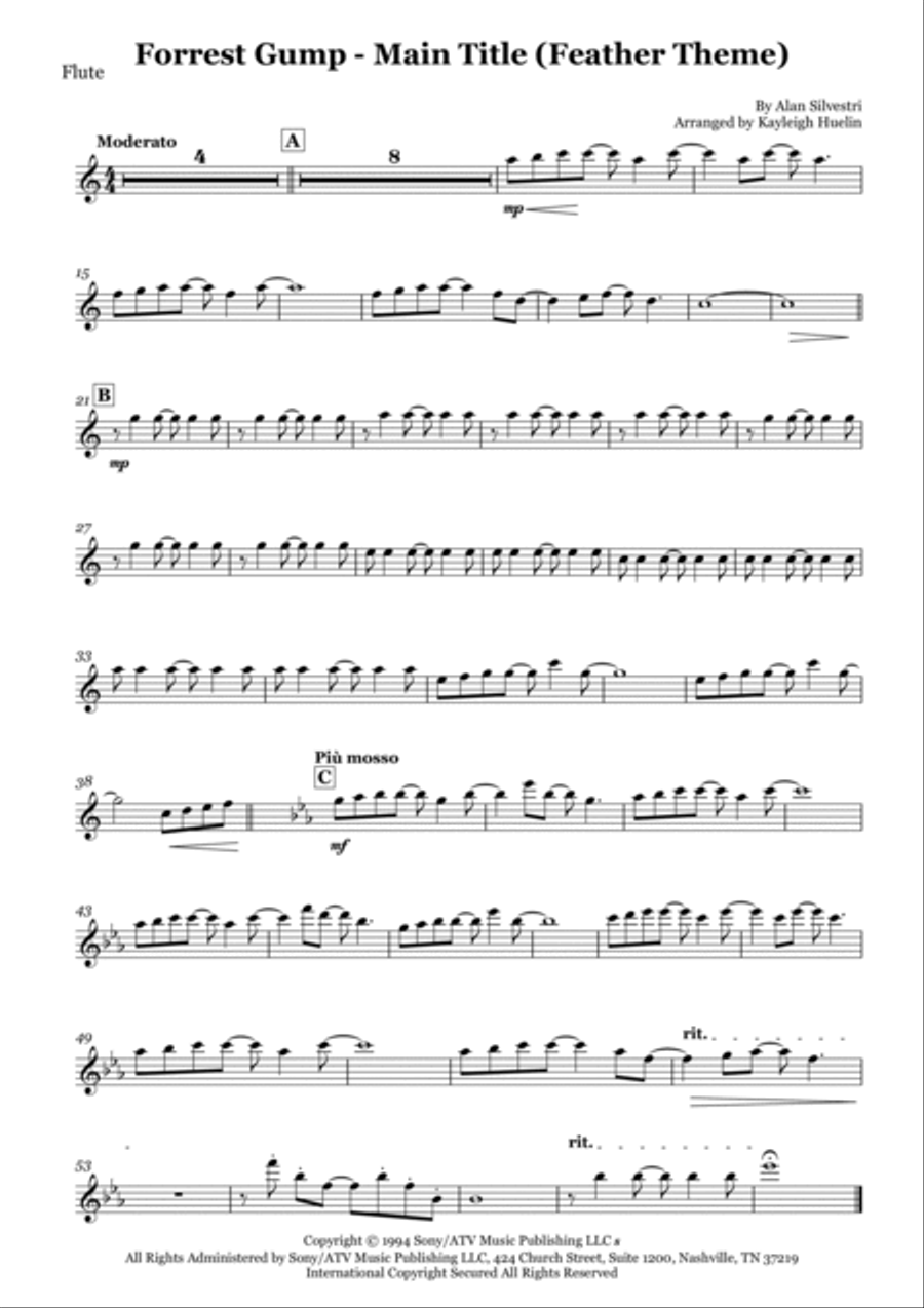 Forrest Gump - Main Title (feather Theme) Woodwind Quintet scores gallery preview page 5
