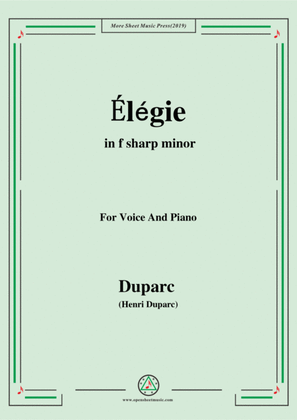 Duparc-Élégie in f sharp minor
