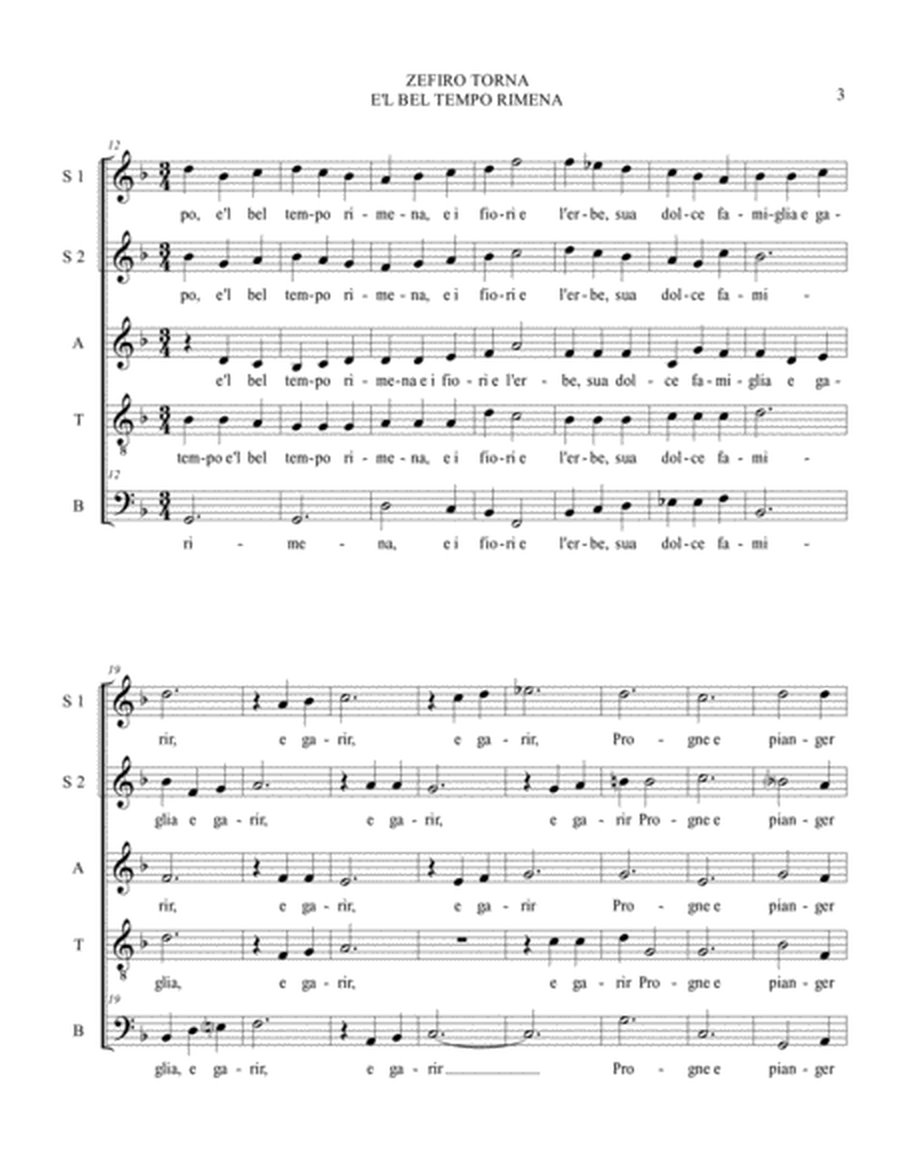 ZEFIRO TORNA E'L BEL TEMPO RIMENA - C. Monteverdi - For SSATB Choir image number null
