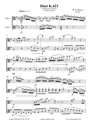 Mozart: Duet K. 423 for Viola Duo