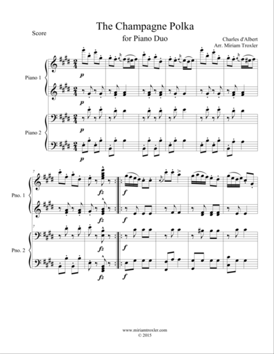 The Champange Polka for Piano Duo Piano Duet scores gallery preview page 1