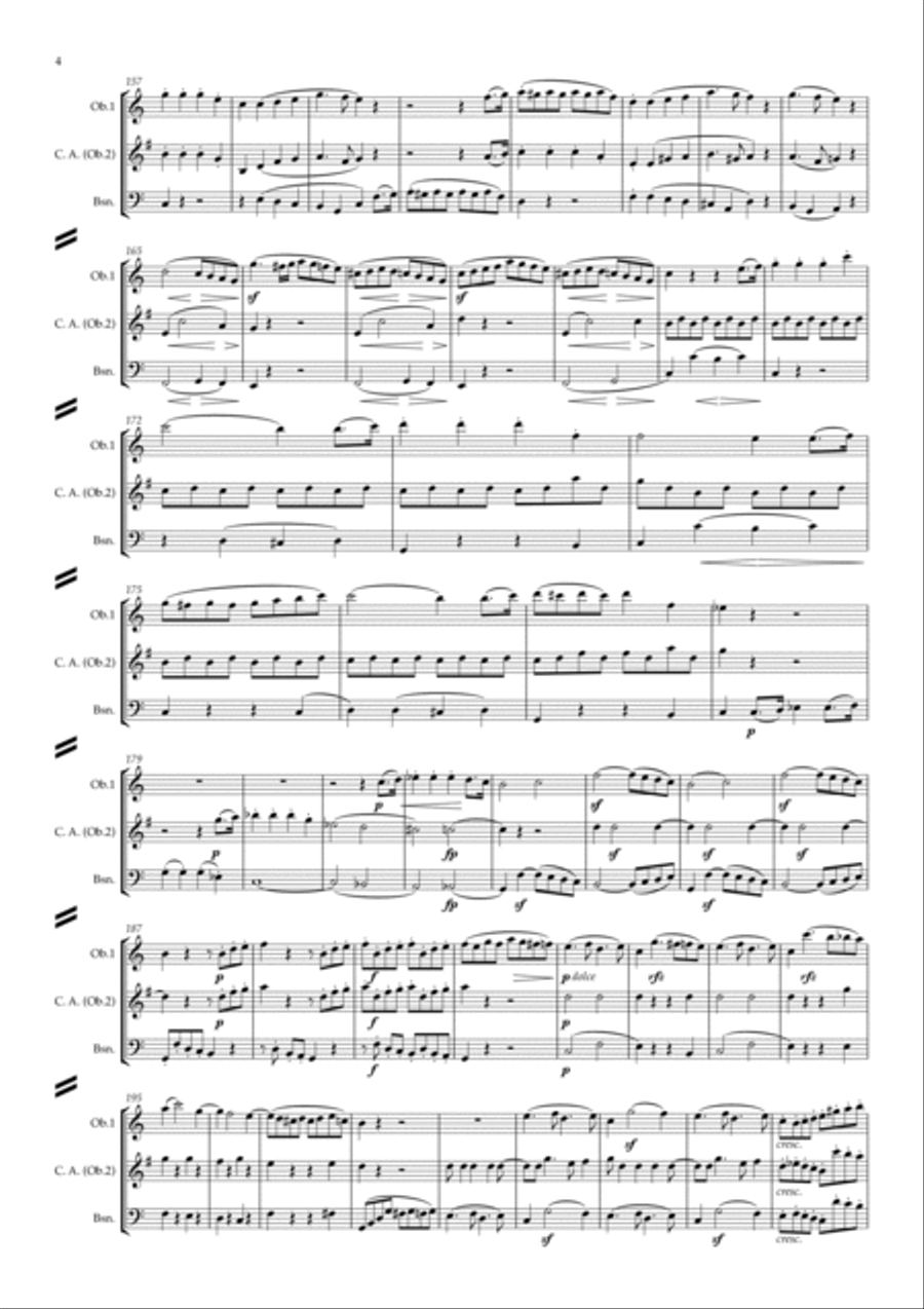 Beethoven: Wind Trio in C Major Op.87 Mvt.I Allegro - double reed trio (Ob.,C.A.,Bsn.) Woodwind Ensemble scores gallery preview page 4