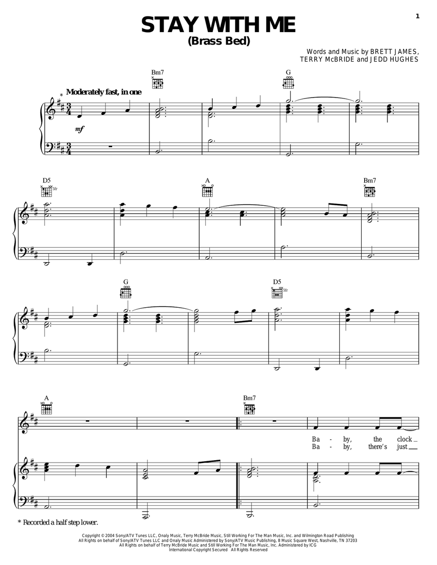 Stay With Me (Brass Bed) Stay With Me (Brass Bed) Piano, Vocal, Guitar scores gallery preview page 1