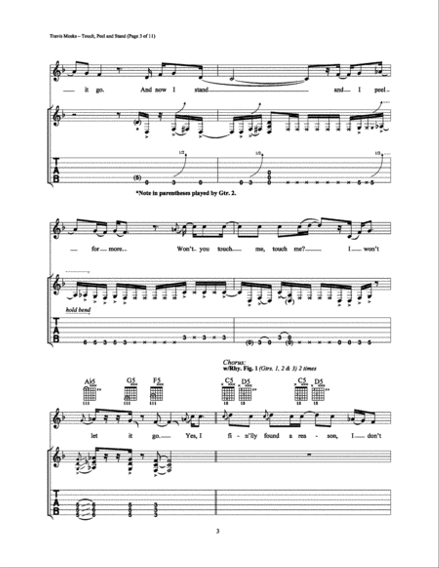 Touch, Peel and Stand Electric Guitar scores gallery preview page 3