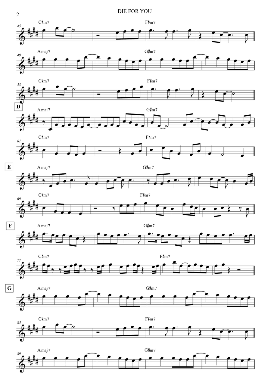 Die For You Violin Solo scores gallery preview page 2