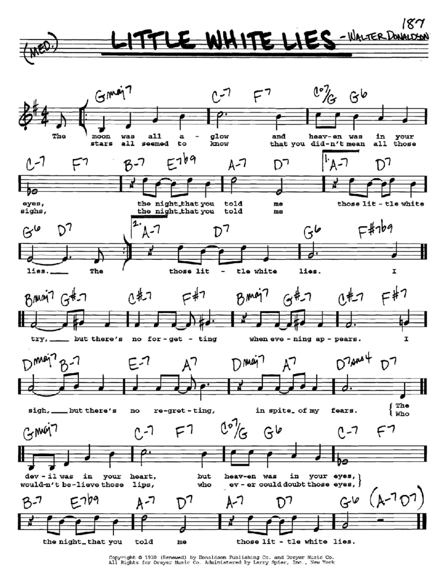 Little White Lies Voice scores gallery preview page 1