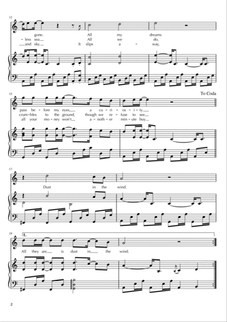 Dust In The Wind Voice scores gallery preview page 2