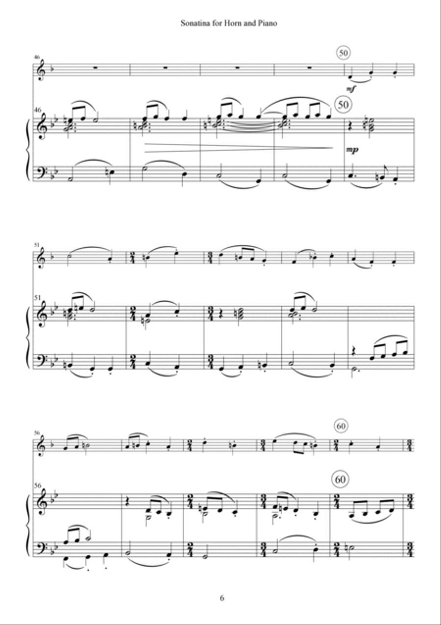 Sonatina for Horn and Piano Horn scores gallery preview page 6