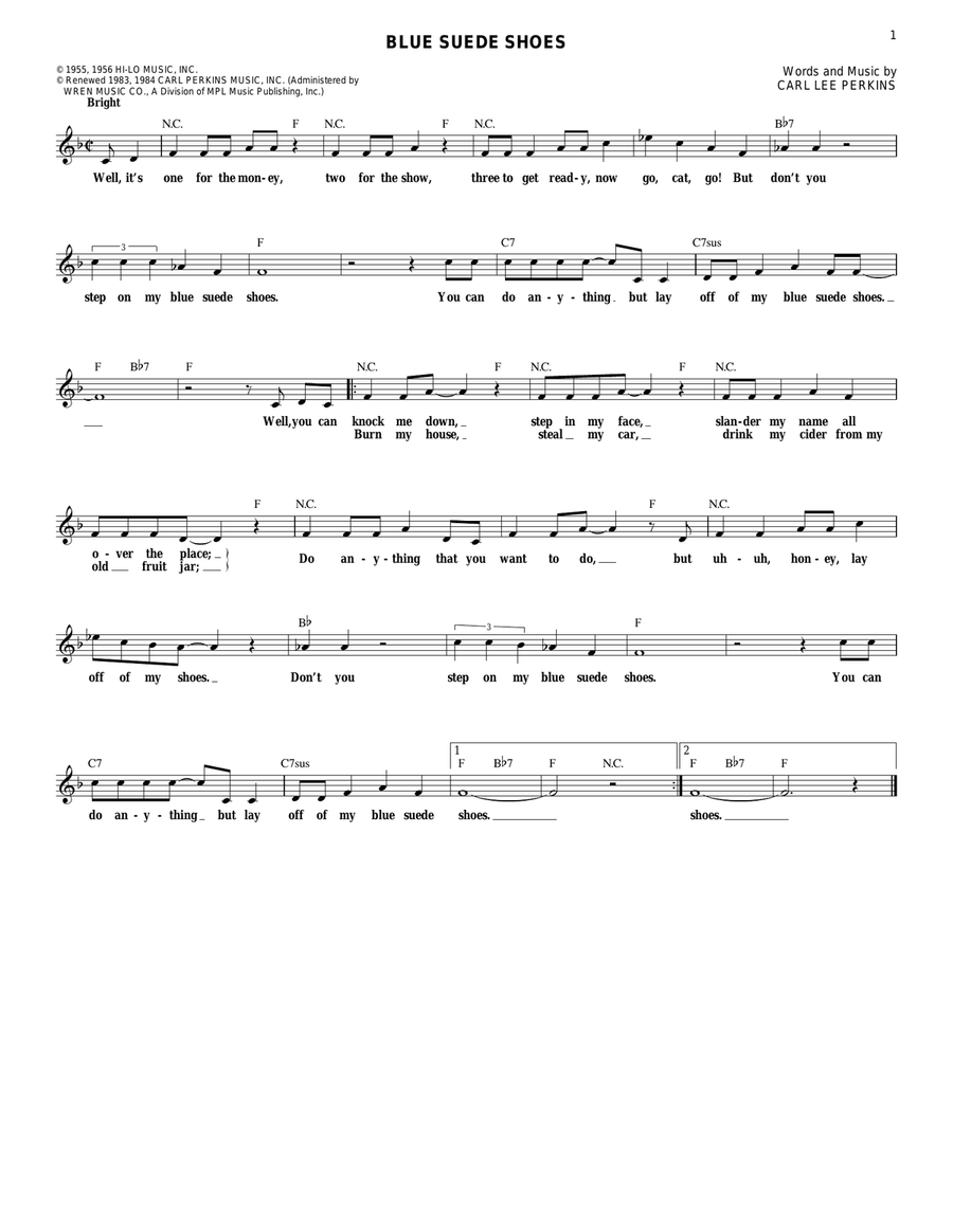 Blue Suede Shoes Electric Guitar scores gallery preview page 1
