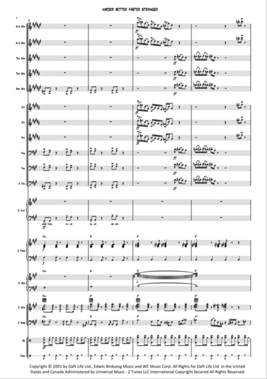 Harder, Better, Faster, Stronger Jazz Ensemble scores gallery preview page 4
