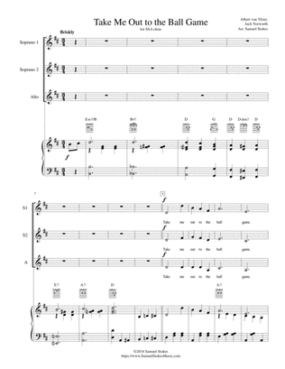 Take Me Out to the Ball Game - for SSA choir with piano (optional guitar)