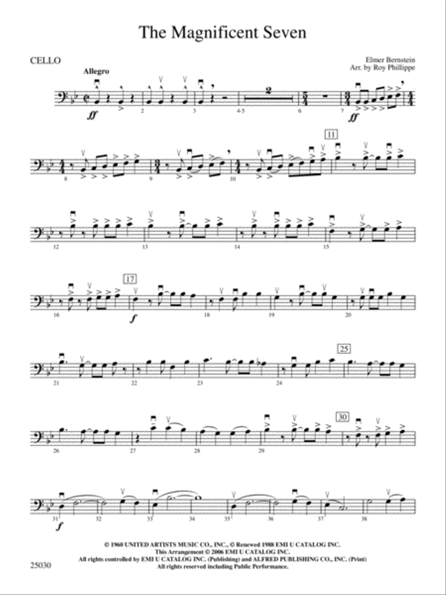 The Magnificent Seven: Cello Full Orchestra scores gallery preview page 1