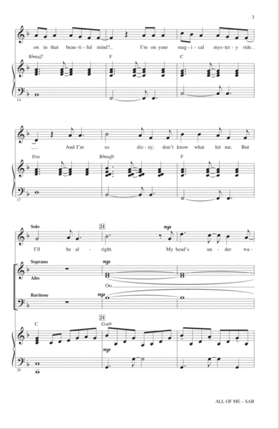 All Of Me (arr. Mac Huff) 3-Part scores gallery preview page 2