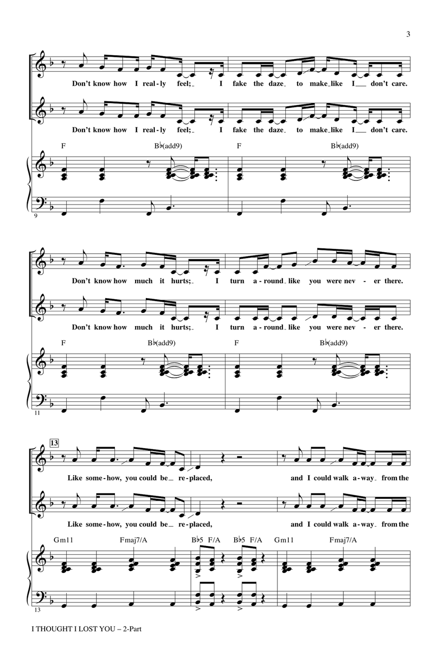 I Thought I Lost You (from Bolt) 2-Part scores gallery preview page 2