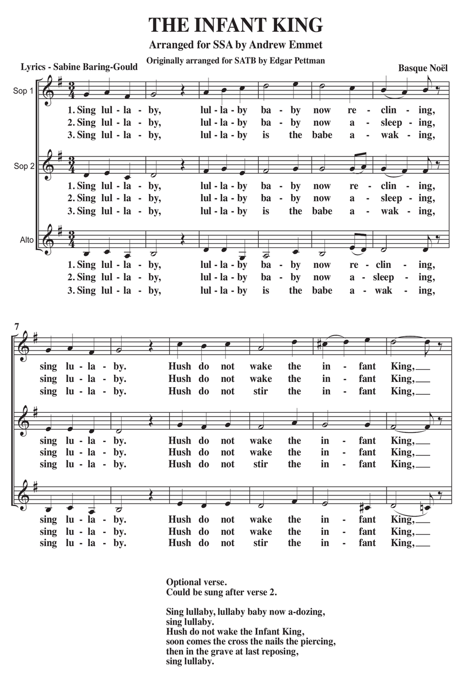 The Infant King (Sing Lullaby) A Cappella SSA SSA scores gallery preview page 1