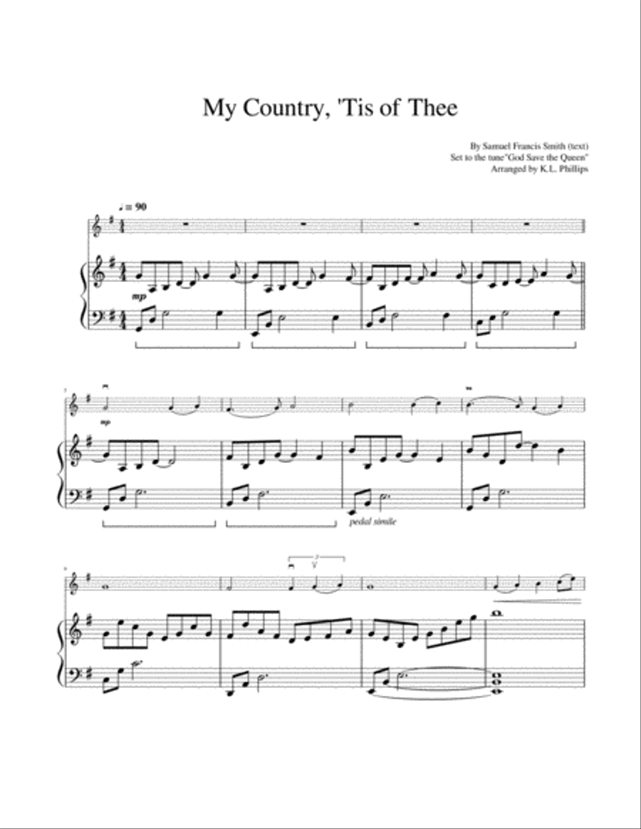 My Country, 'Tis of Thee - Violin Solo with Piano Accompaniment image number null