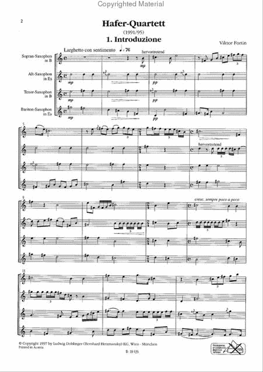 Hafer-Quartett Saxophone scores gallery preview page 2