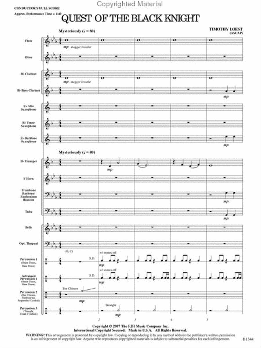 Quest of the Black Knight Concert Band scores gallery preview page 2