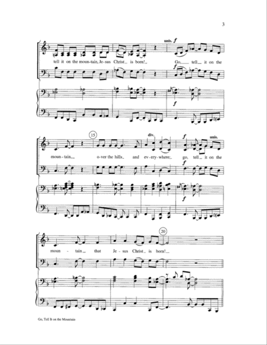Go, Tell It on the Mountain 3-Part scores gallery preview page 3