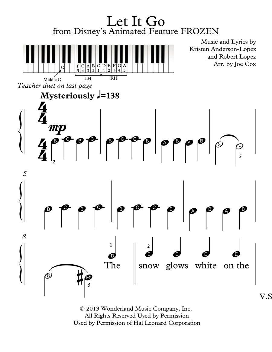 Let It Go (from Frozen) Piano, Vocal scores gallery preview page 1