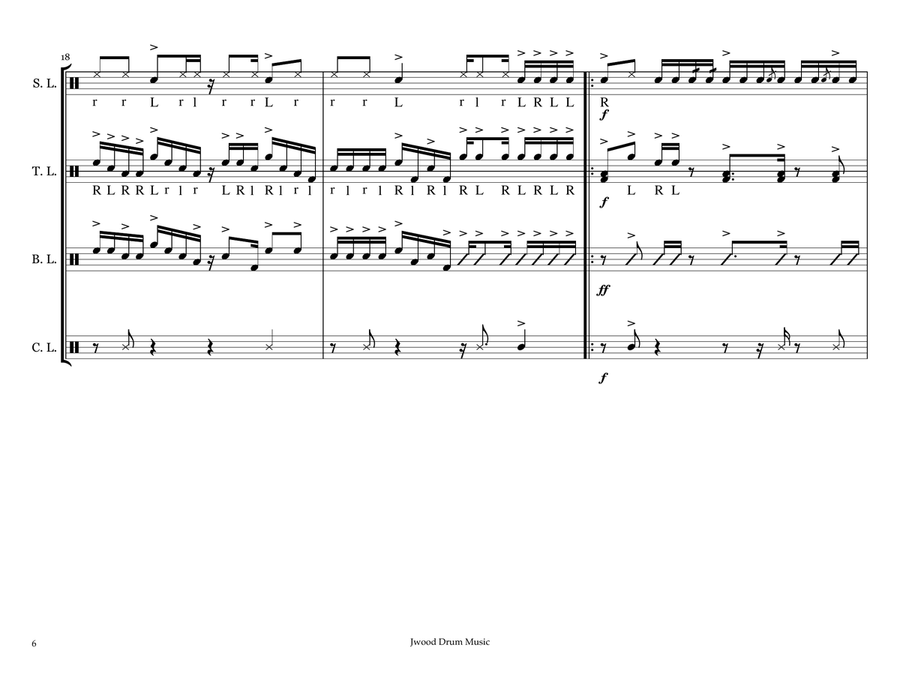 Slap (Drumline Cadence) Marching Band scores gallery preview page 6