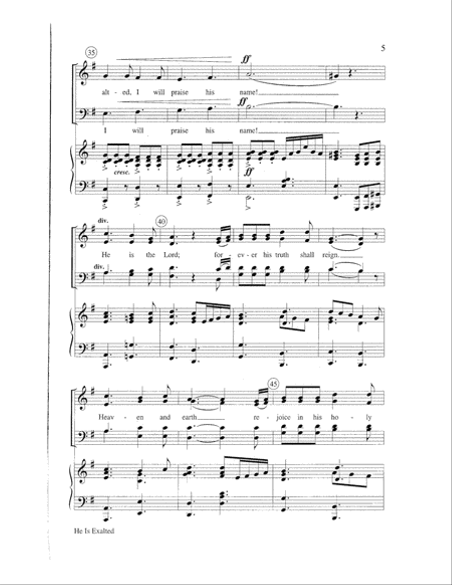 He Is Exalted 4-Part scores gallery preview page 5