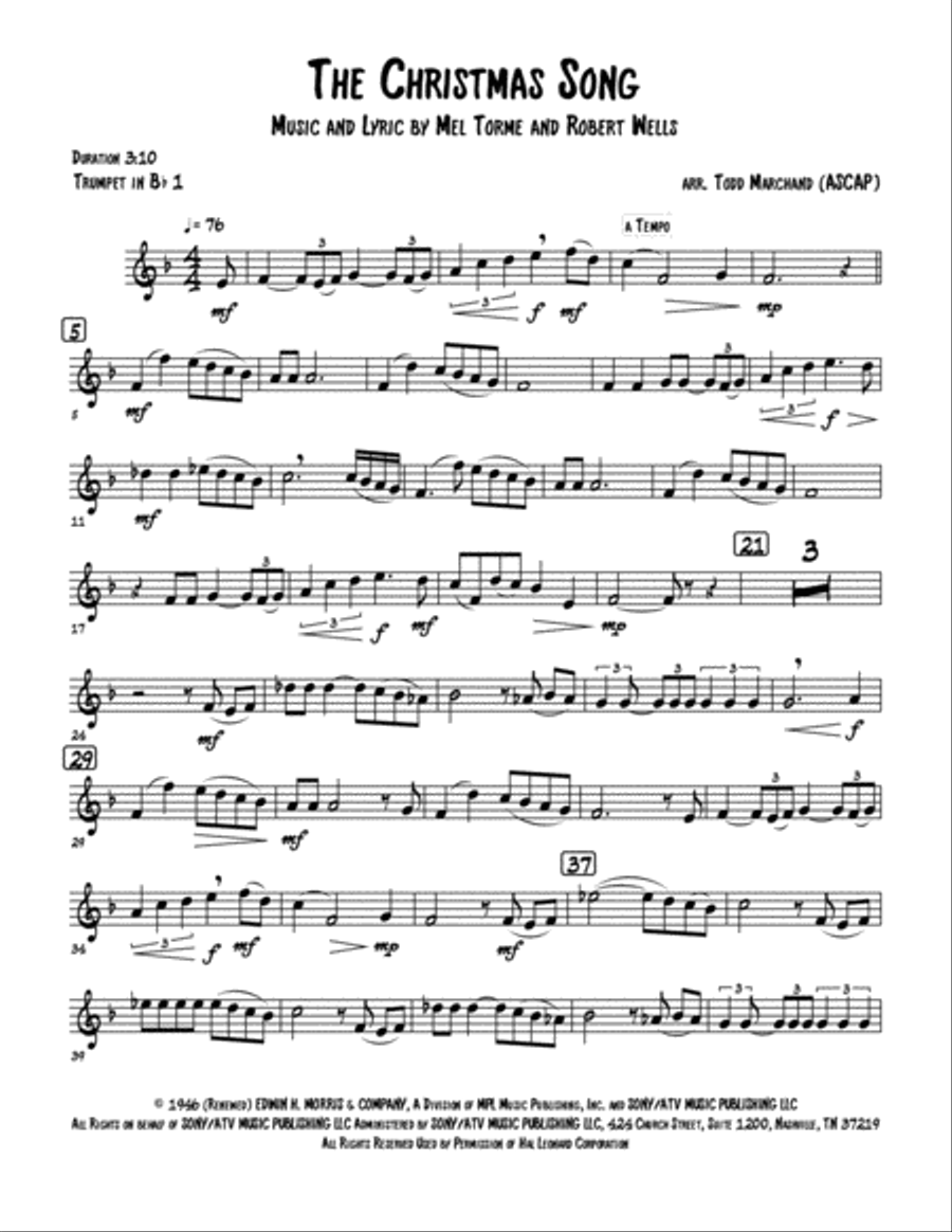 The Christmas Song (Chestnuts Roasting On An Open Fire) The Christmas Song (Chestnuts Roasting On An Open Fire) Brass Quintet scores gallery preview page 6