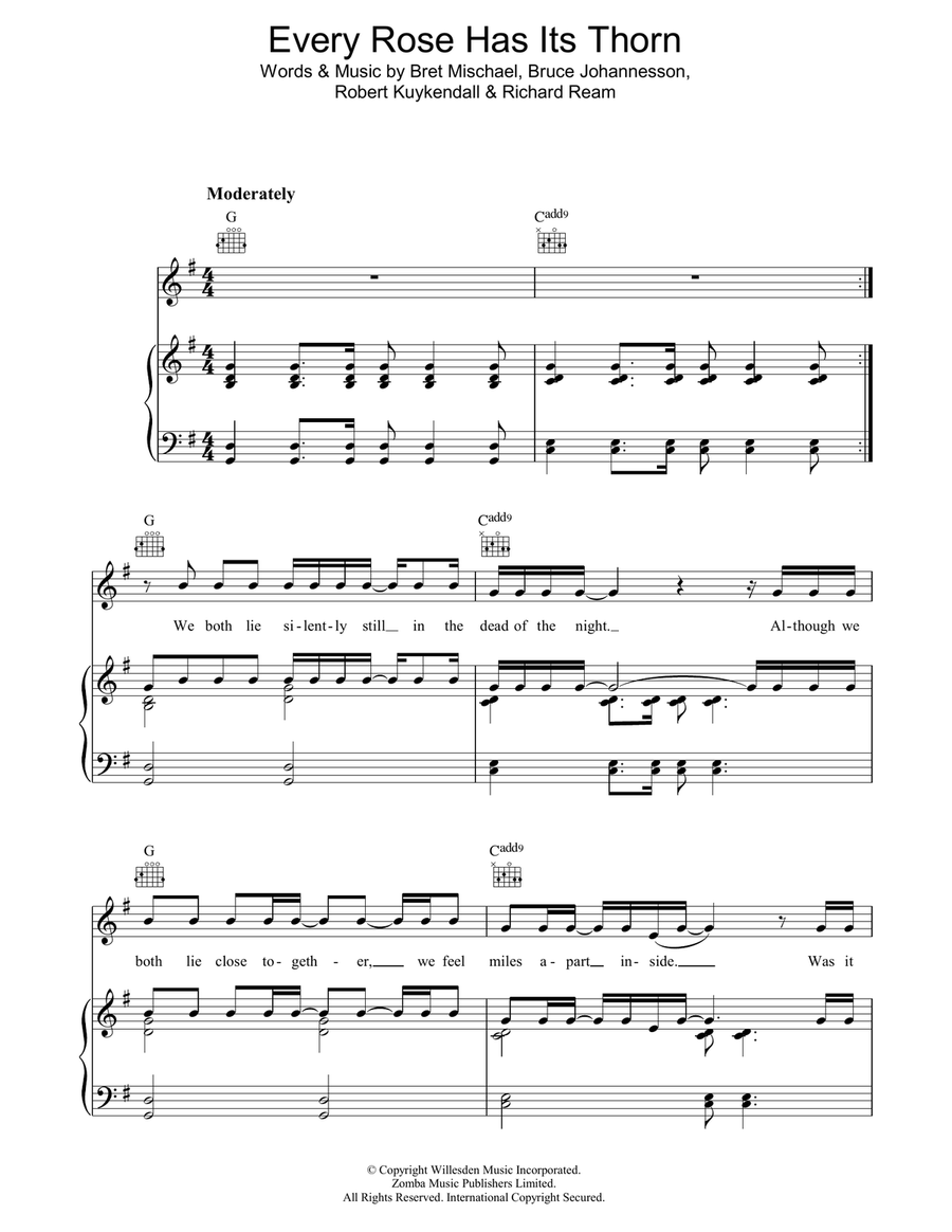 Every Rose Has Its Thorn Piano, Vocal, Guitar scores gallery preview page 1