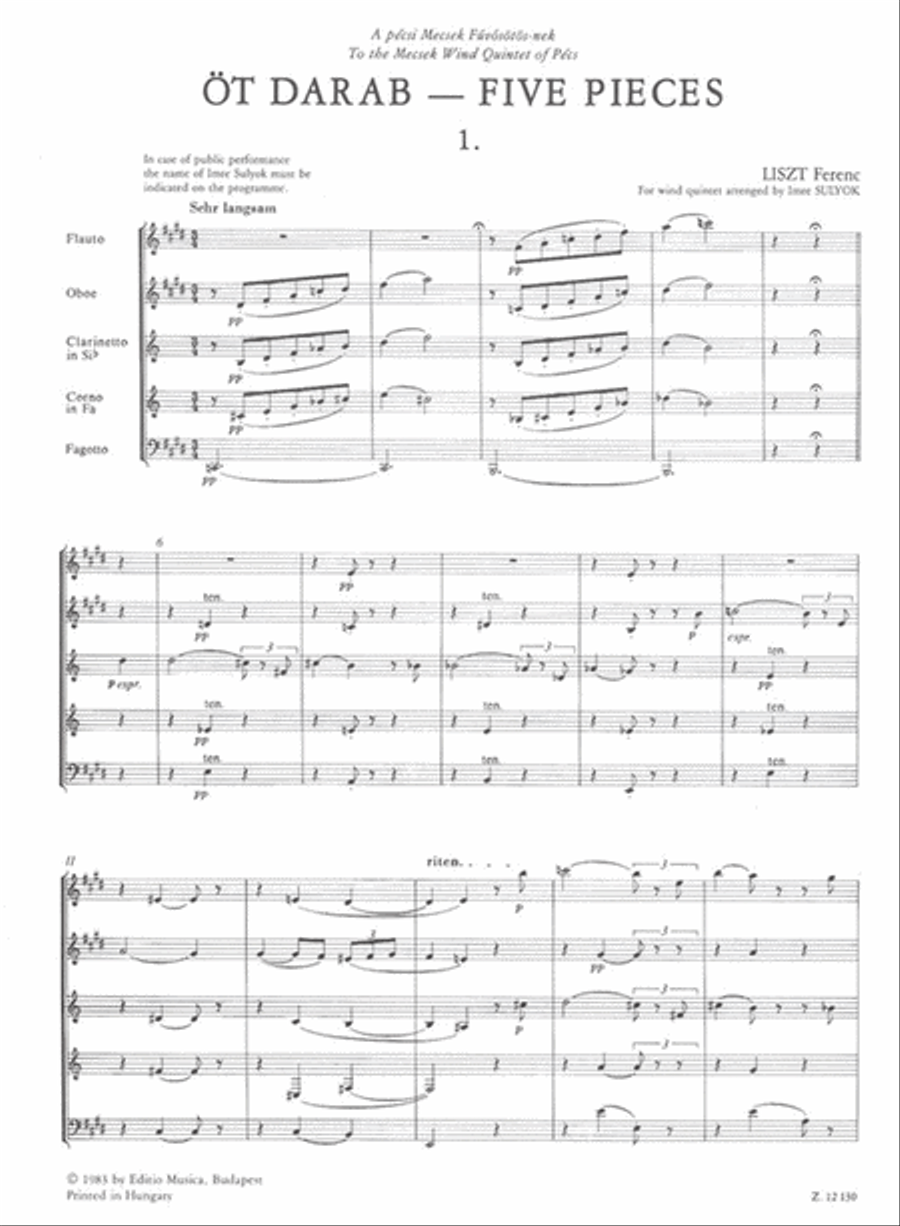 Fünf Stücke Woodwind Quintet scores gallery preview page 2