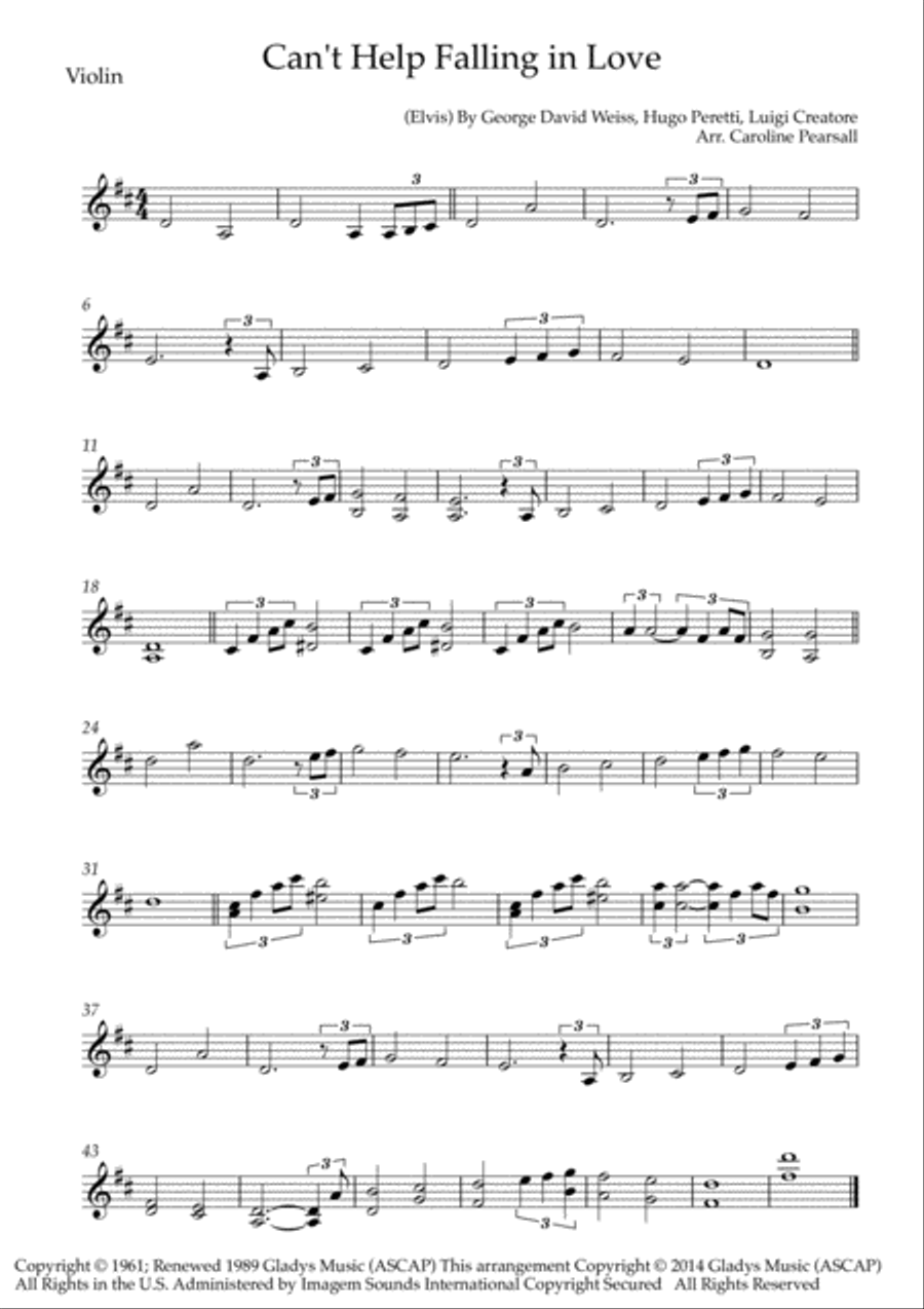 Can't Help Falling In Love String Duet scores gallery preview page 2