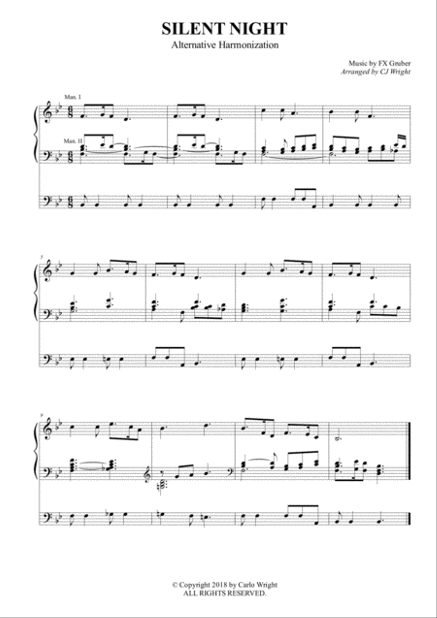Silent Night Organ Solo scores gallery preview page 1