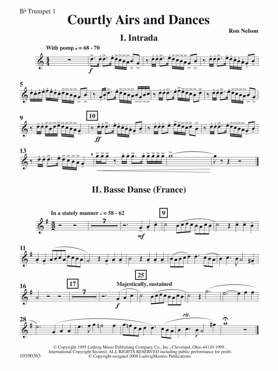 Courtly Airs and Dances - Trumpet 1 Concert Band scores gallery preview page 1