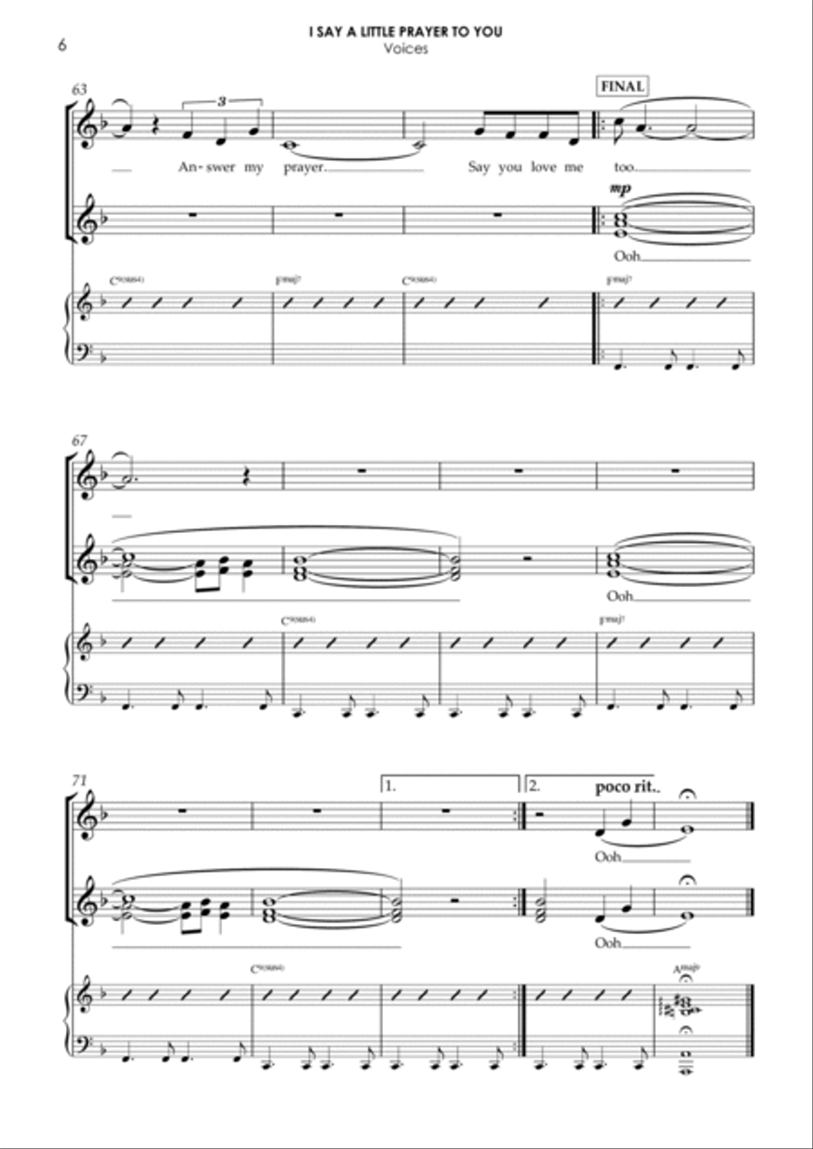 I Say A Little Prayer - Score Only Jazz Ensemble scores gallery preview page 6