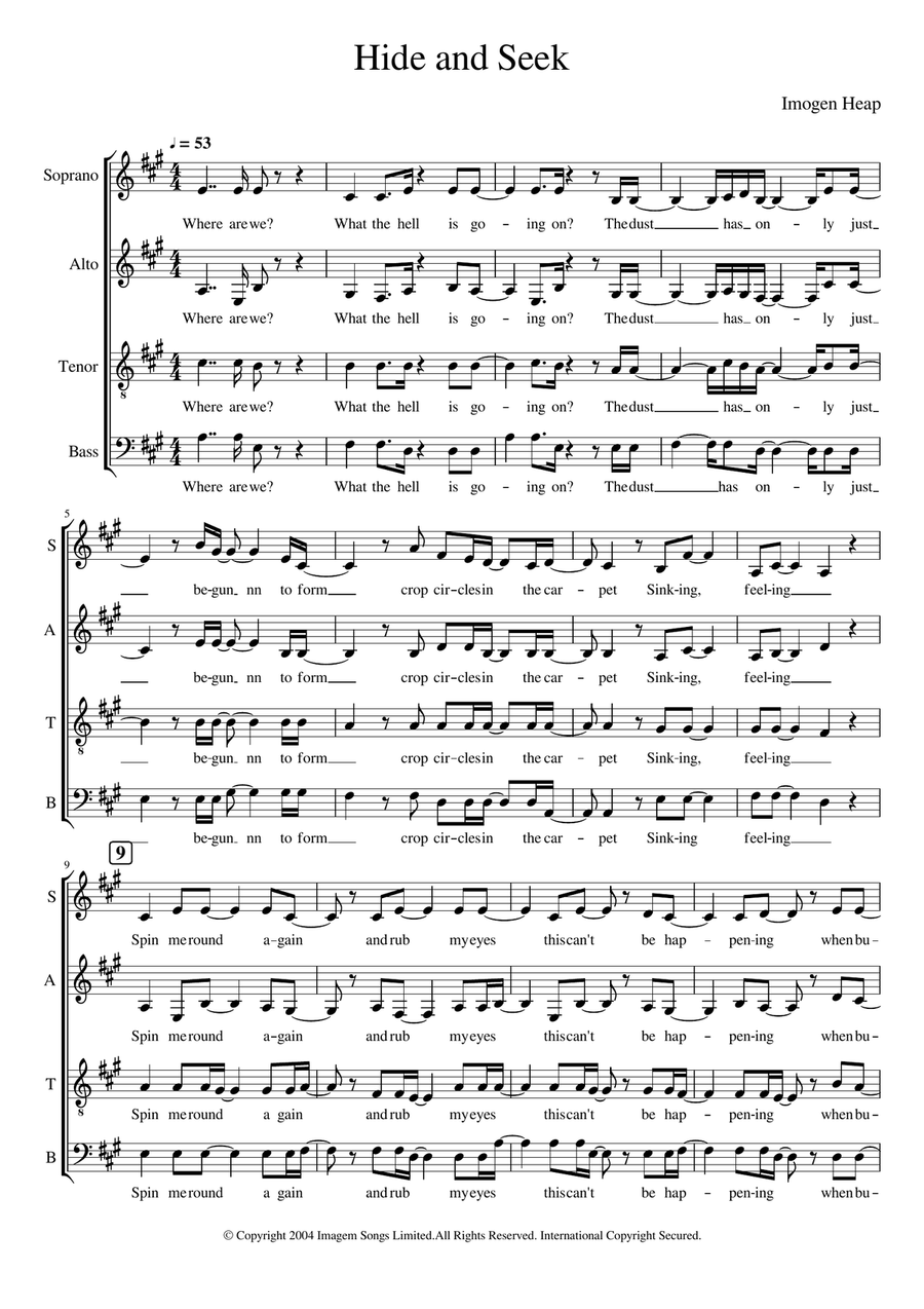 Hide And Seek 4-Part scores gallery preview page 1