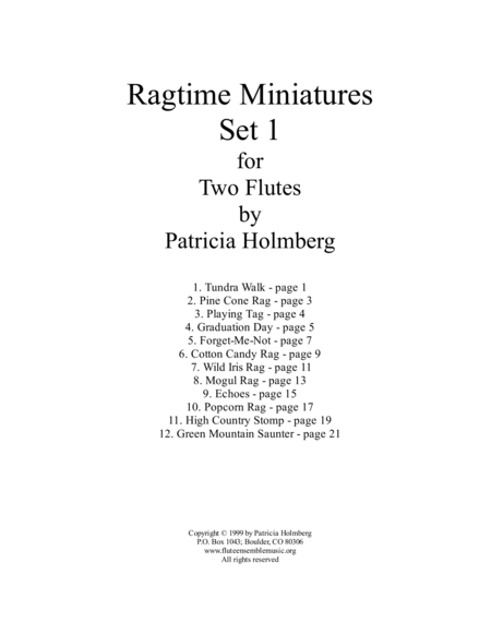 Ragtime Miniatures for Two Flutes - Set 1