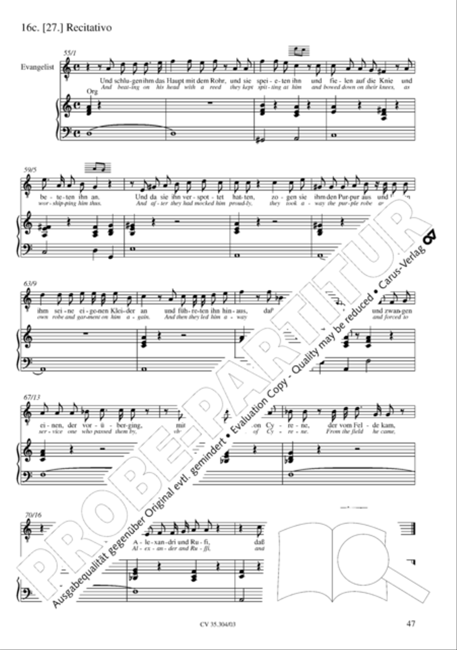 St. Mark Passion (Markus-Passion) 4-Part scores gallery preview page 48