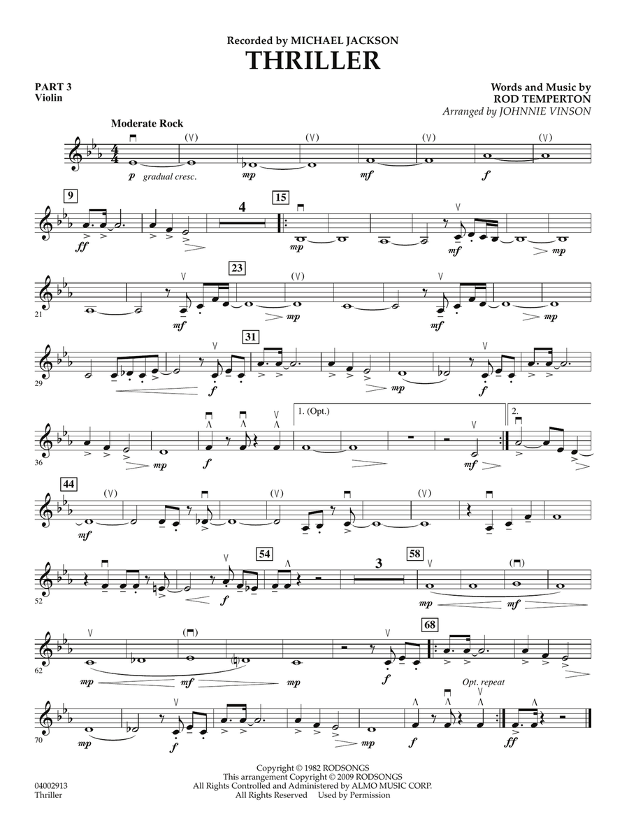Thriller - Pt.3 - Violin Concert Band scores gallery preview page 1
